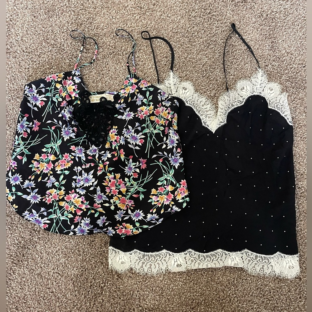 Victoria Secret Tank Top Lot Size S M Floral And Polka Dot One With Vintage Tag